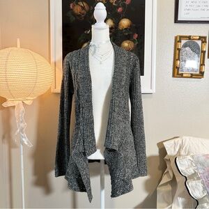 89th & Madison marled gray open knit cardigan sweater M